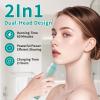 Bikini Trimmer for Women,Painless Rechargeable Electric Razor Remover,2-in-1 Dual Heads Facial & Pubic Hair Removal for Ladies Pubic,FaceUnderarms,Legs Valentine's Day Gift Green view 2