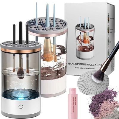 Bellaclean Makeup Brush Cleaner, Bellaclean 3 In 1 Electric Brush Cleaner Multi-Use Efficient Deep Cleaning All Types Of Brushes (White+Gray, Charging type)