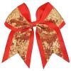 8pcs 8 inch Women Large Sequin Grosgrain Ribbon Cheer Bow Alligator Clips Barrettes Headwear Teens Sports Cheerleaders Girl Hair Clip For Cheerleading Performances(Red Gloden) view 1