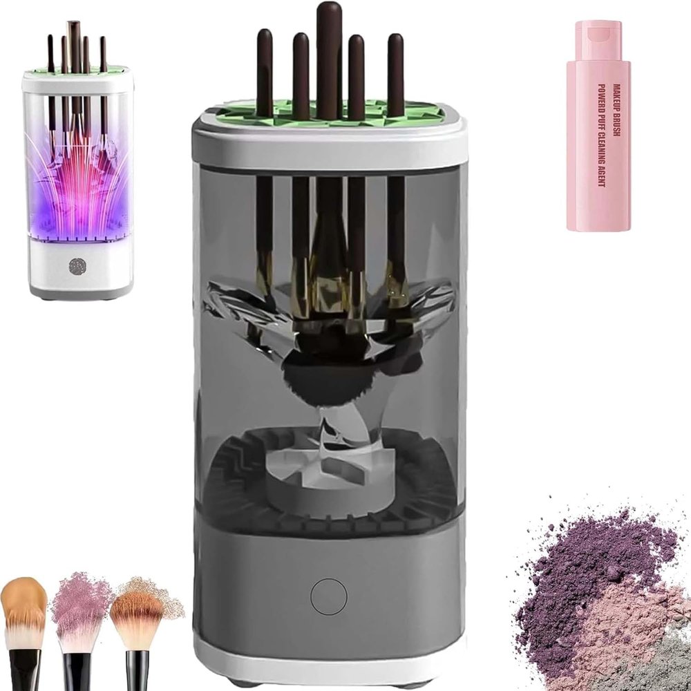 2026 Upgrade Bellaclean Makeup Brush Cleaner, Bellaclean 3 In 1 Electric Brush Cleaner, Multi-Use Efficient Deep Cleaning All Types Of Brushes (Gray, charge)