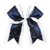8pcs 8 inch Women Large Sequin Grosgrain Ribbon Cheer Bow Alligator Clips Barrettes Headwear Teens Sports Cheerleaders Girl Hair Clip For Cheerleading Performances(White Navy) view 1