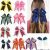 8pcs 8 inch Women Large Sequin Grosgrain Ribbon Cheer Bow Alligator Clips Barrettes Headwear Teens Sports Cheerleaders Girl Hair Clip For Cheerleading Performances(White Navy) view 2