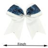 8pcs 8 inch Women Large Sequin Grosgrain Ribbon Cheer Bow Alligator Clips Barrettes Headwear Teens Sports Cheerleaders Girl Hair Clip For Cheerleading Performances(White Navy) view 4