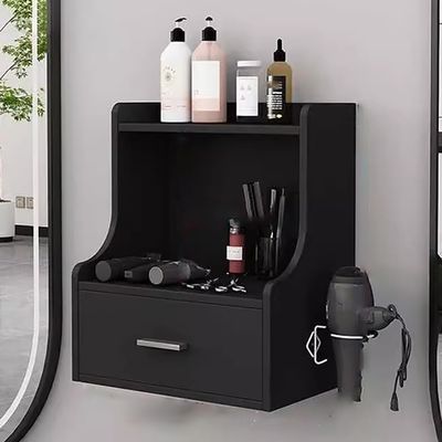 TT-YEL Wooden Hairdresser Salon Station, Wall-Mounted Hairdressing Tool Storage Box with Drawer and Hair Dryer Holder, Styling Tool Organizer for Beauty Salon, Barber Shop,A
