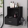 TT-YEL Wooden Hairdresser Salon Station, Wall-Mounted Hairdressing Tool Storage Box with Drawer and Hair Dryer Holder, Styling Tool Organizer for Beauty Salon, Barber Shop,A view 1