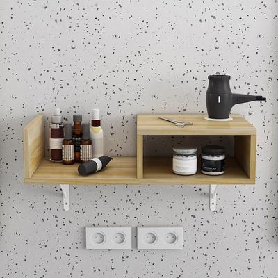 TT-YEL Barber Shop Professional Wall Mounted Tool Bench, Wooden Professional Barber Station with Drawers and Hairdryer Holder, Floating Hairdressing Cabinet,Gl50w30h16cm