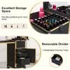 Thctvous Portable Nail Table with LED Mirror, Foldable Nail Tech Desk with Bluetooth, Rolling Manicure Table with 3 Lockable Drawers, Bluetooth, Telescopic Handle (Black+Gold) view 4