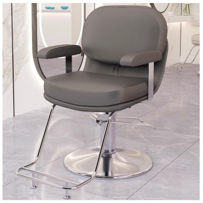 Barber Chair, Salon Chair for Hair Stylist with 360 Swivel 10 Cm Adjustable Height, Hydraulic Stylist Chair with Weighted Steel Base 150 Kg Capacity,Grey,B