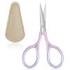 Professional Grooming Mini Scissors with Stainless Steel Straight Tip, 3.5 Inch Pink Small Scissors Beauty with Leather Case for Personal Care Facial Hair Removal and Ear Nose Eyebrow Trimming(Pink) view 2