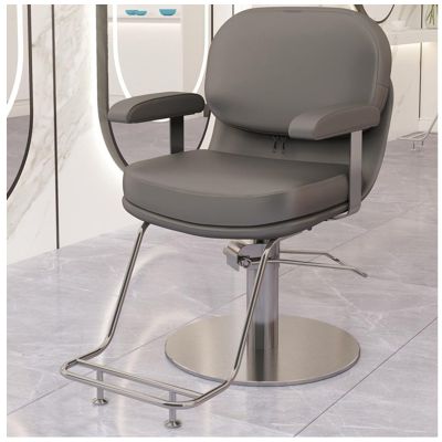 Barber Chair, Salon Chair for Hair Stylist with 360 Swivel 10 Cm Adjustable Height, Hydraulic Stylist Chair with Weighted Steel Base 150 Kg Capacity,Grey,A