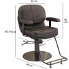 Barber Chair, Salon Chair for Hair Stylist with 360 Swivel 10 Cm Adjustable Height, Hydraulic Stylist Chair with Weighted Steel Base 150 Kg Capacity,Grey,A view 2