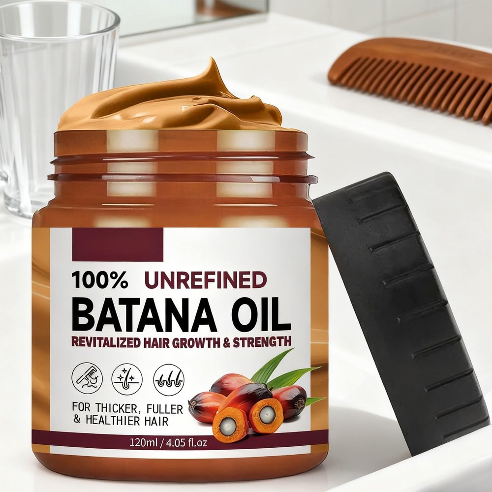 100% Pure Unrefined Batana Oil for Hair Growth & Strength  Natural Treatment with Palm  Deep Moisturizing Repair Oil for Dry, Damaged, Curly, or Frizzy Hair  120ml / 4.05 fl oz