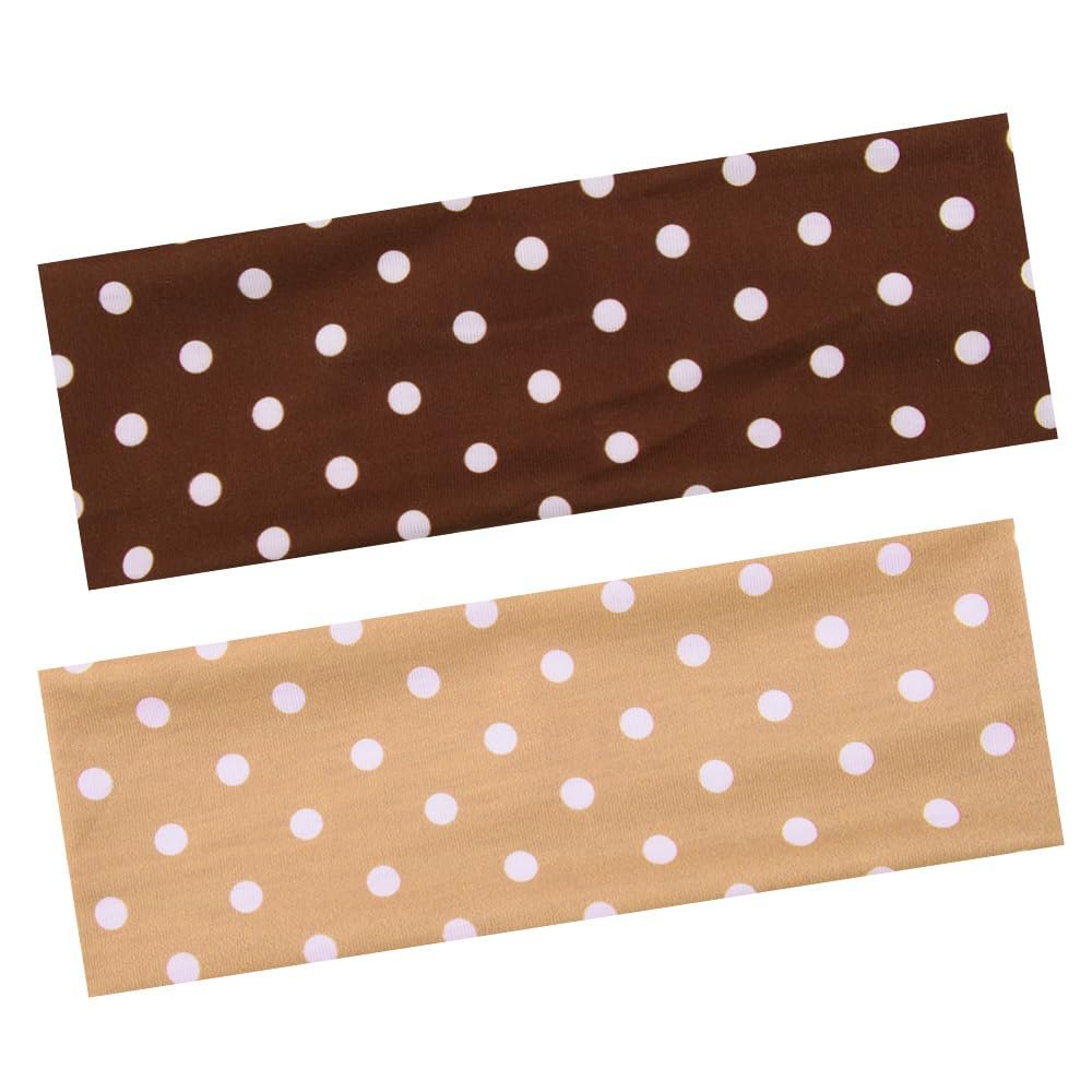 Womens Polka Dot Turban Headbands for Women Girls Non Slip Elastic Makeup Headband for Thick Thin Hair Accessories Vintage Polka Dot Outfits for Women Girls Boho Bandana Head Scarf Headbands 2 Pcs