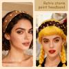 Womens Polka Dot Turban Headbands for Women Girls Non Slip Elastic Makeup Headband for Thick Thin Hair Accessories Vintage Polka Dot Outfits for Women Girls Boho Bandana Head Scarf Headbands 2 Pcs view 3
