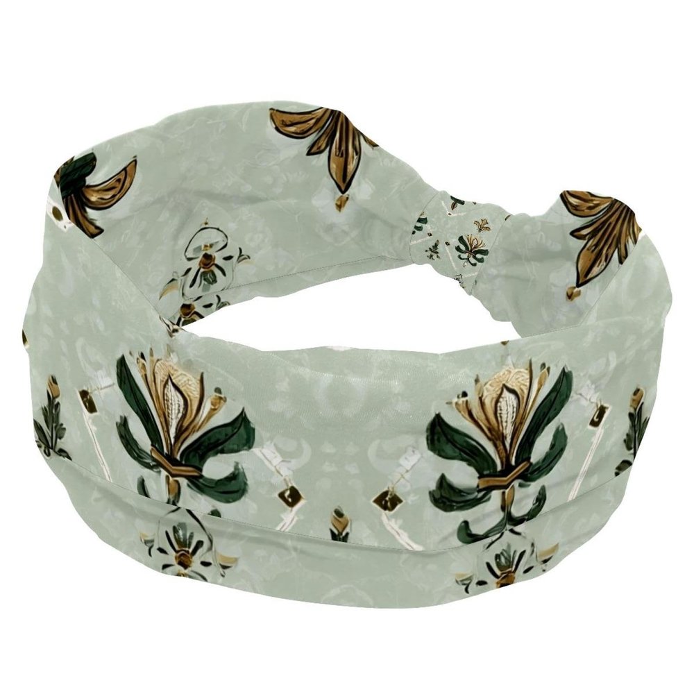 RODAILYCAY Headband for Girls Women Cross Twist Wide Hairband Soft Turban Headband Elastic Vintage Abstract Ethnic Iris Pattern Yoga Workout Headpiece