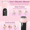 RSRNKXC Electric Shaver for Women, 2-in-1 Painless Hair Trimmer for Body & Bikini Area, Ceramic Blade,Rechargeable Wet & Dry Razor for Legs, Underarms, Face, Pubic Hair with LED Display view 2
