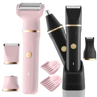 AREYZIN His & Hers Ultimate Grooming Duo: 3-in-1 Body Trimmer for Men & 3-in-1 Bikini Trimmer for Women | Full Body Hair Removal Kit with Ceramic Blades, USB Charging & Travel Case