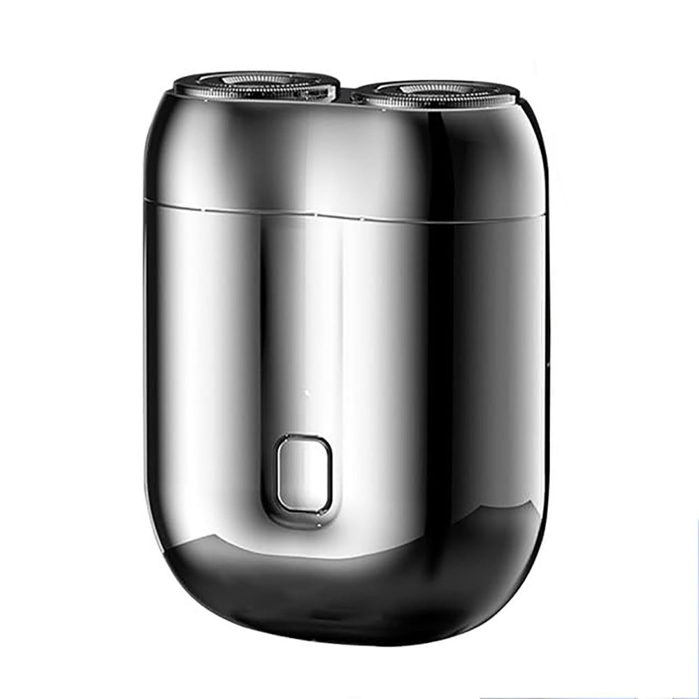 2025 New Model Mini Dual-Head Electric Shaver, Electric Mini Portable Razor, Pocket Shaver USB Shavers for Men, Rechargeable Washable Double Head Razor for Home, Car, Travel (Silvery White)