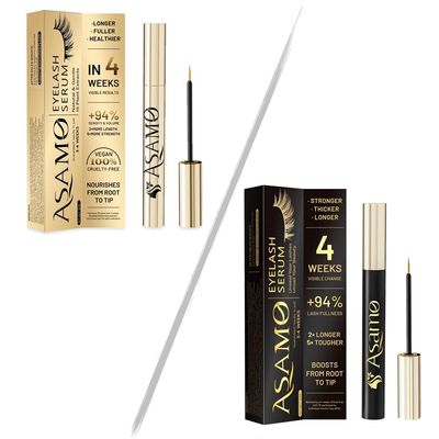 Eyelash Growth Serum Duo  Full Gold & Black Gold Lash Serums with 15 Plant Extracts for Nourishing, Longer & Fuller Lashes, Hypoallergenic, Oil-Free Formula