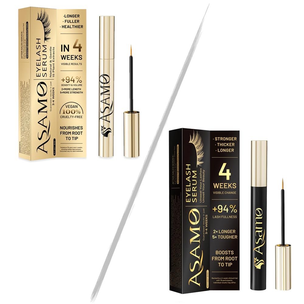 Eyelash Growth Serum Duo Full Gold & Black Gold Lash Serums with 15 Plant Extracts for Nourishing, Longer & Fuller Lashes, Hypoallergenic, Oil-Free Formula