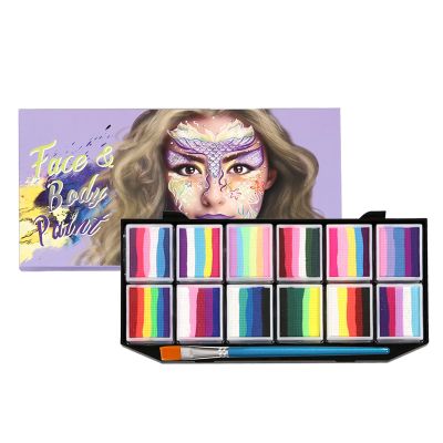 Water-Based Face Paint Kit  12 Color Body Paint Palette, Washable Costume Makeup with Pigments, Easy Application | Cosplay, Halloween, and Party Art Face Painting Set