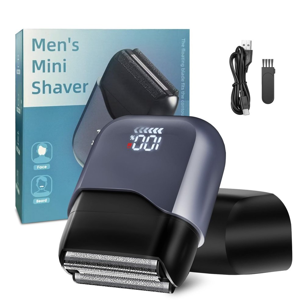 Electric Foil Shaver for Men:Triple Floating Blade Electric Razor for Face & Beard - IPX7 Waterproof Cordless Shaver with LED Display, USB-C Fast Charge & Travel Lock - Home & Travel Grooming Kit