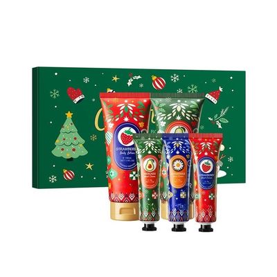 Christmas Hand Cream Bulk with Gift Boxes Travel Size Moisturizing Body Lotions for Christmas Stocking Stuffers Xmas Party Favors Holiday Gifts for Women (3 Hand Cream 2 Body Lotion)