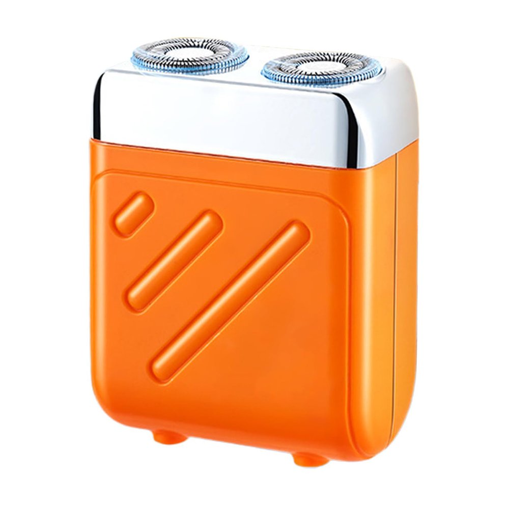 Bccnerty Shaver for Men, Mini Portable Electric Shaver, Smooth Shaving in One Second, 360 Rotation, Wet and Dry Use, Dual Head Waterproof, Shaving Without Leaving Residue(Orange Silver)