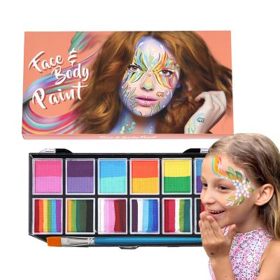 Face Paint Palette  12 Color Water-Based Body Paint, Washable Costume Makeup Set, Smooth Blendable Formula with Safe Skin-Friendly Pigments | Cosplay and Halloween Makeup Kit for Parties and Art