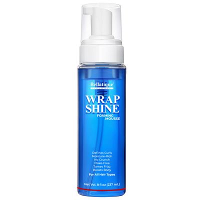 BELLATIQUE Wrap Shine Foaming Mousse. Moisture-Rich Curl Defining Formula, Flake-Free Frizz Control, For All Hair Types (8 oz)
