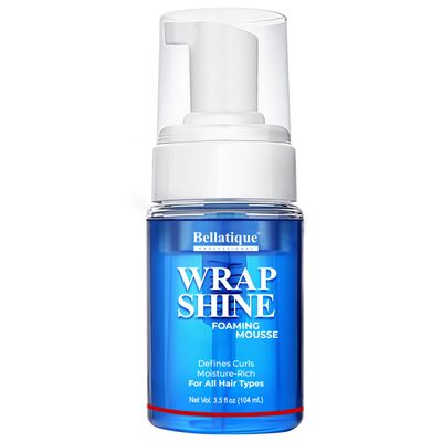 BELLATIQUE Wrap Shine Foaming Mousse. Moisture-Rich Curl Defining Formula, Flake-Free Frizz Control, For All Hair Types (3.5 oz)