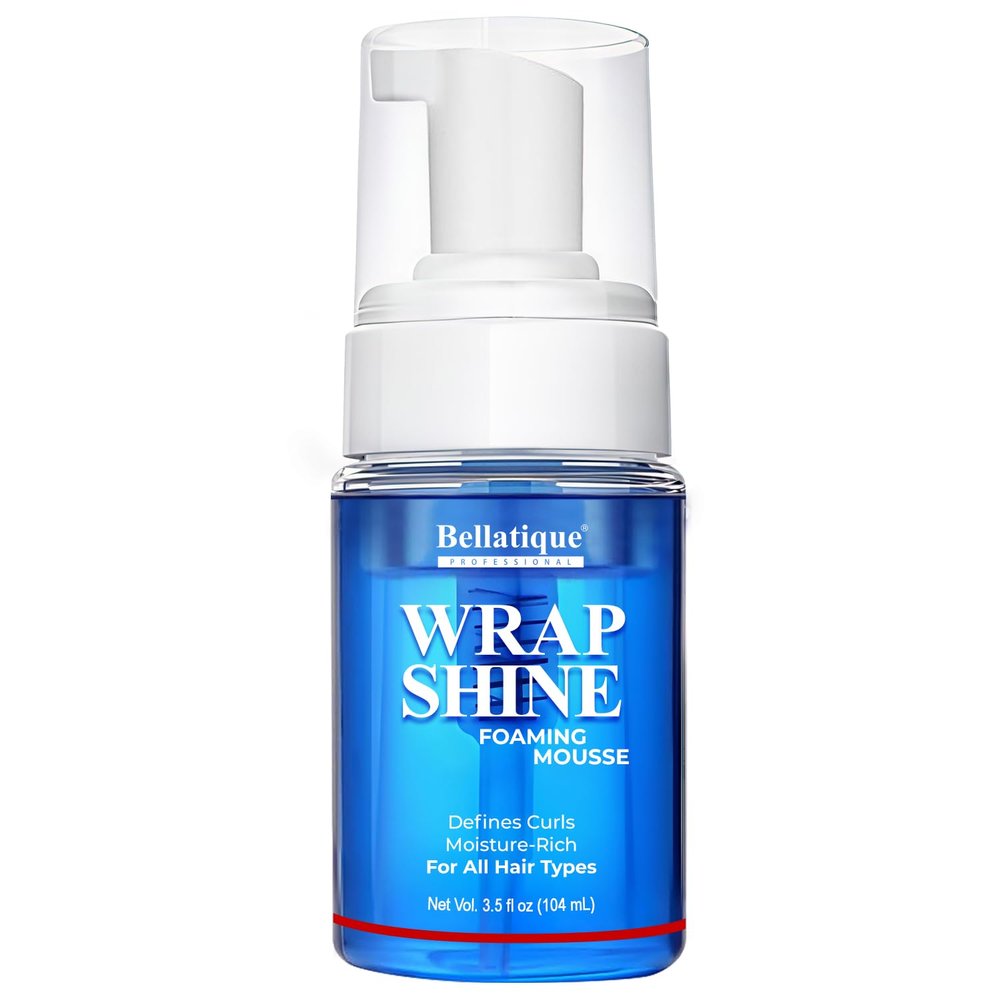 BELLATIQUE Wrap Shine Foaming Mousse. Moisture-Rich Curl Defining Formula, Flake-Free Frizz Control, For All Hair Types (3.5 oz)