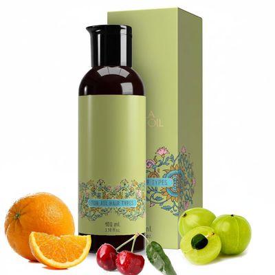 Amla Hair Oil with Orange Peel Oil, Vitamin E, Acerola Fruit Oil for All Hair Types, Promotes Hair Growth and Collagen Production, 400ml