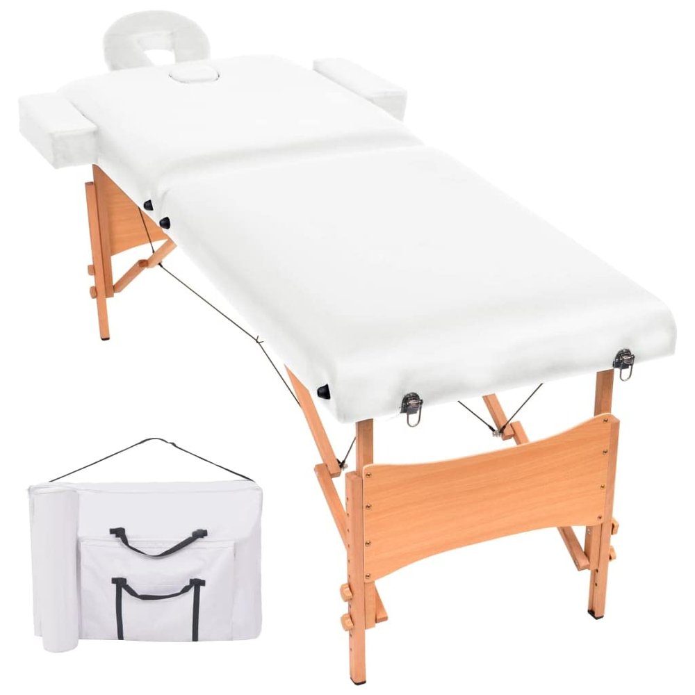 2-Zone Folding Massage Table 3.9" Thick White 110150