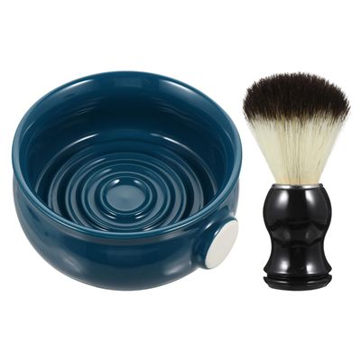 CIMAXIC 2Pcs Men's Grooming Shaving Kit Ceramic Shaving Bowl and Soft Bristle Brush for Rich Lather Corrosion-resistant Material Portable Design for Travel and Daily Use