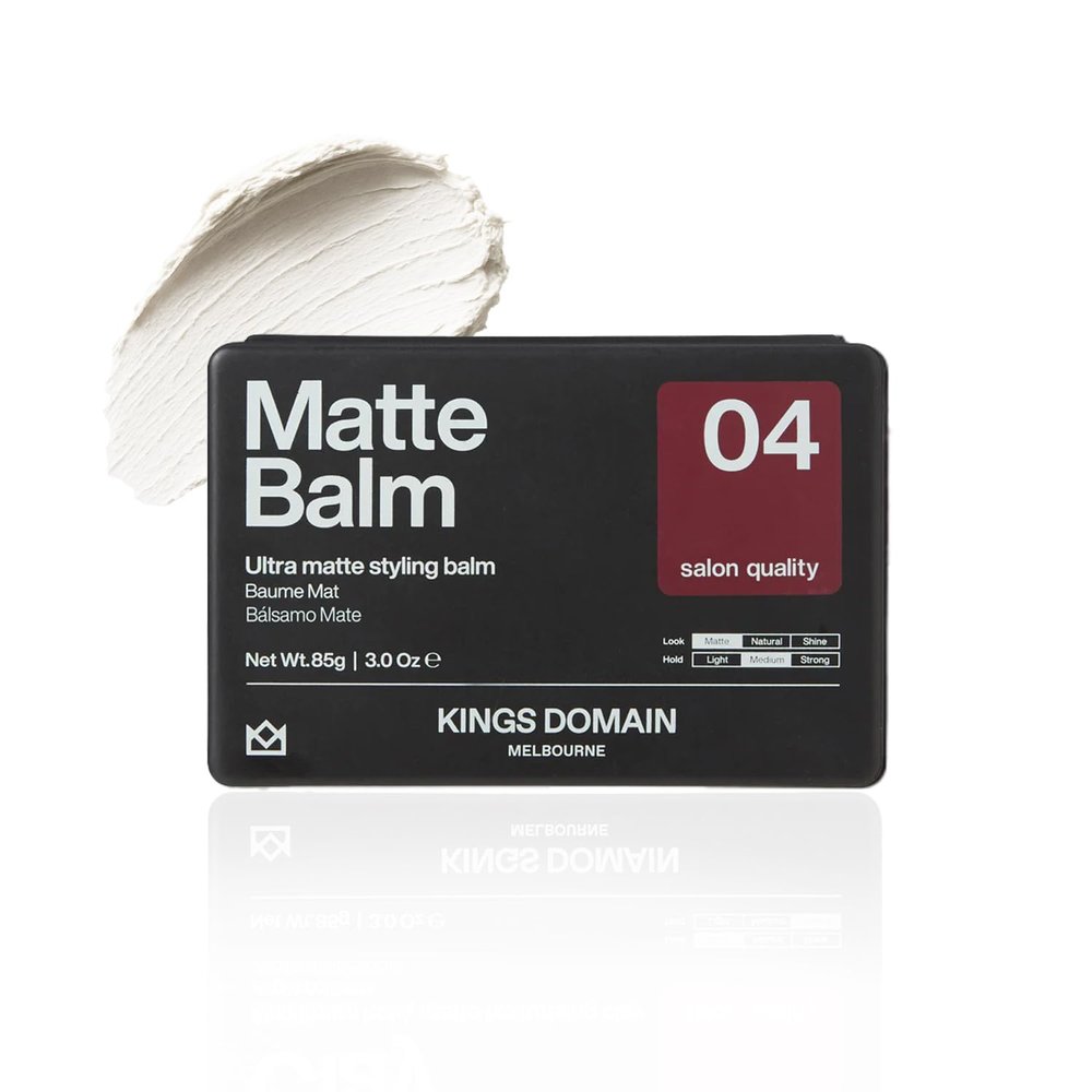 Kings Domain Melbourne Matte Balm | Ulta Matte Hair Paste for Men | Medium Hold Styling Balm | Smooth Frizz-Free Control | 3oz Salon Quality