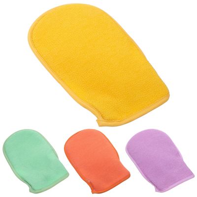 BUTIFULSIC 4pcs Double-sided Exfoliating Bath Gloves for Body Scrub Skin-friendly Hand Scrub Mitts with Rich Foaming Action Lightweight and Shower Washcloths for Men and Women