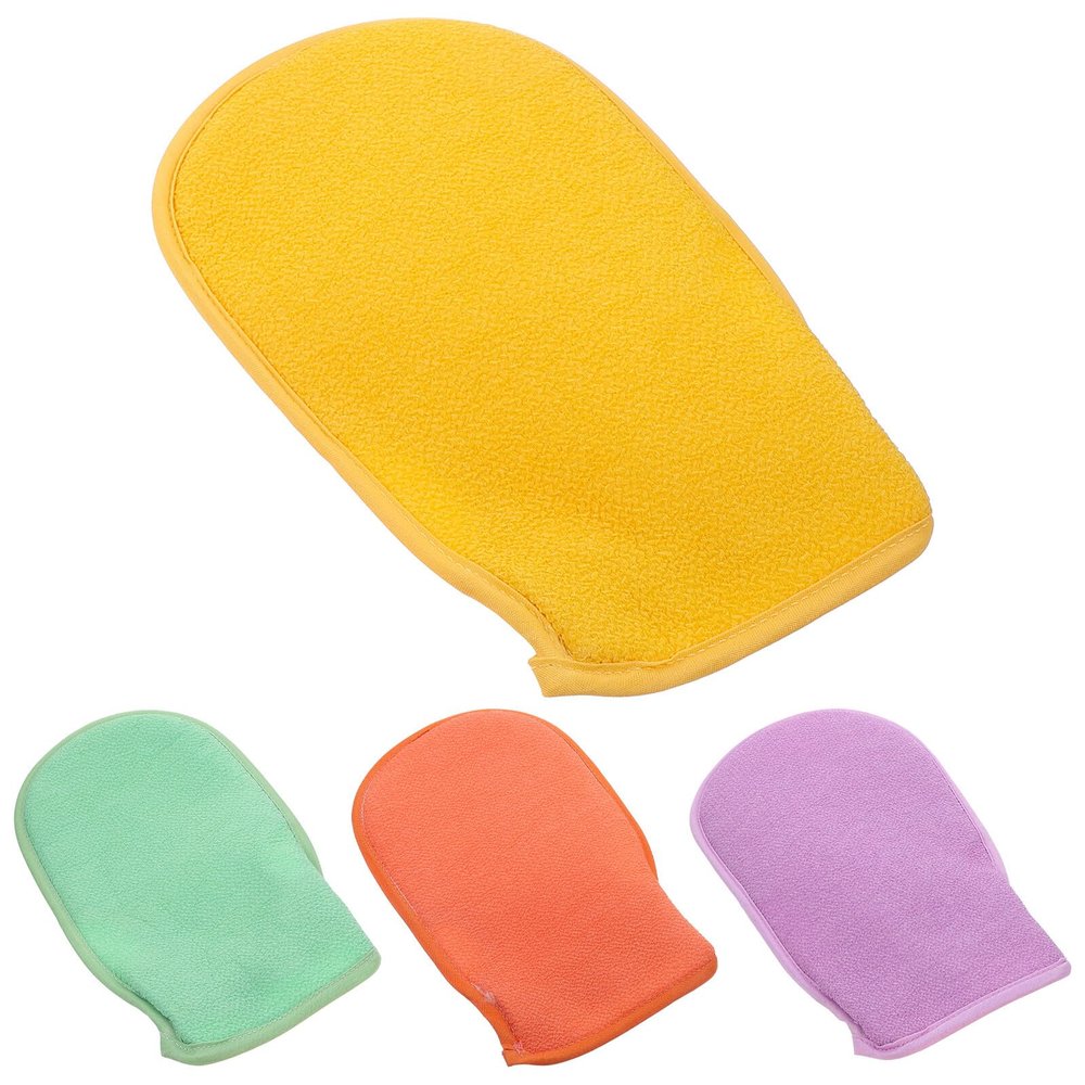 BUTIFULSIC 4pcs Double-sided Exfoliating Bath Gloves for Body Scrub Skin-friendly Hand Scrub Mitts with Rich Foaming Action Lightweight and Shower Washcloths for Men and Women