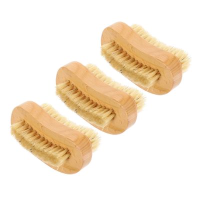 IDEANATEGRATE 3Pcs Wooden Nail Cleaner Professional Dual-sided Fingernail Brushes Stiff Bristles Portable Scrubbers for Home Manicure Salon Nail Art and Cleaning