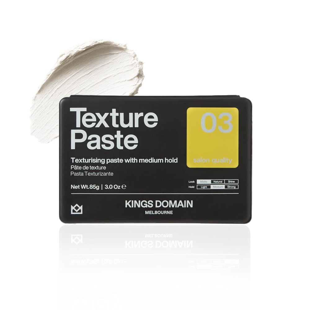 Kings Domain Melbourne Texture Paste | Matte Paste for Men | Medium Hold Styling Cream | Adds Natural Movement & Flexible Hold | 3oz Professional Grade