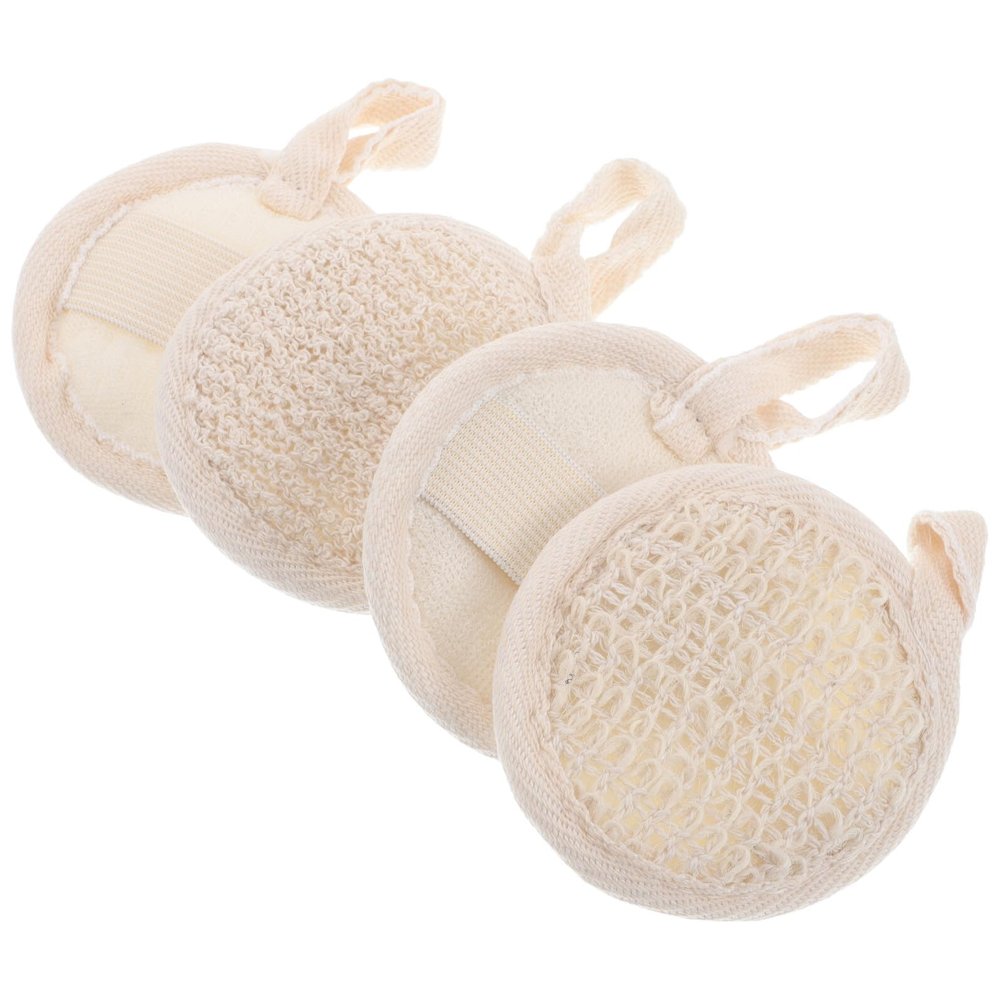 HINTRMENT Natural Loofah Body Scrubber Pads Lightweight Exfoliating Shower Sponge with Comfortable Grip for Gentle Facial and Full Body Cleansing and Quick Drying Bath Mitts for Men and