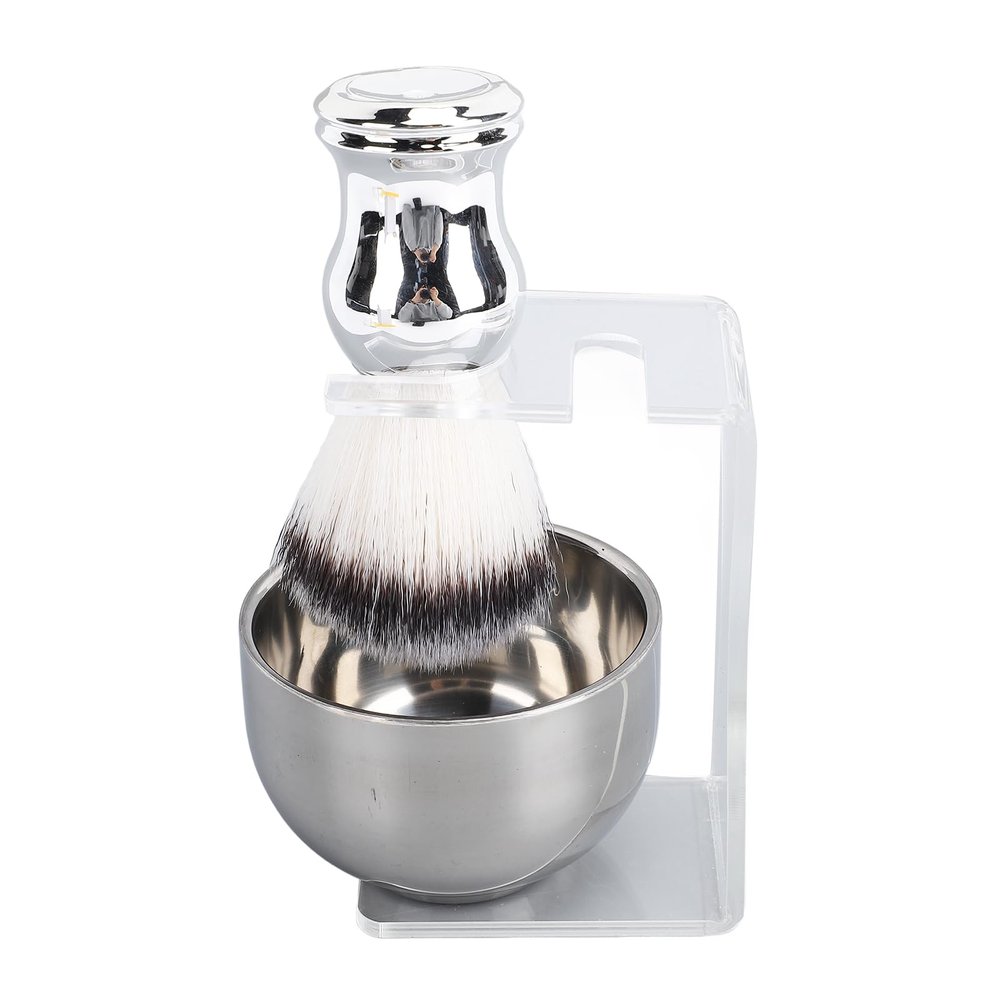 Brrnoo Shaving Brush Kit Men Premium Synthetic Hair Brush Shaving Bowl Brush Holder for Barber Travel Hotel Stylish Resin Handle Easy Grip Lightweight Portable Beard Grooming Set