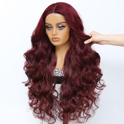 Latasha Synthetic HD Lace Front Wig Deep Curly Glueless 28Inch Burgundy
