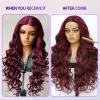Latasha Synthetic HD Lace Front Wig Deep Curly Glueless 28Inch Burgundy view 3