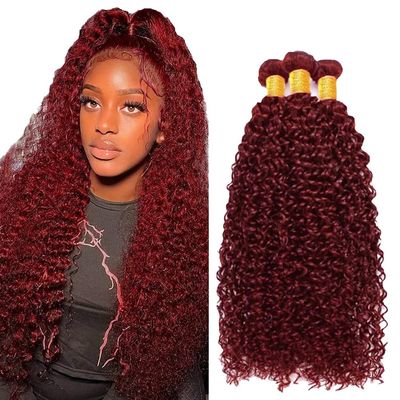99J Burgundy Bundles Human Hair Jerry Curl Bundles Human Hair 26 26 26 Inch Brazilian Hair 3 Bundle Wine Red Unprocessed Virgin Remy Hair Extensions for Women