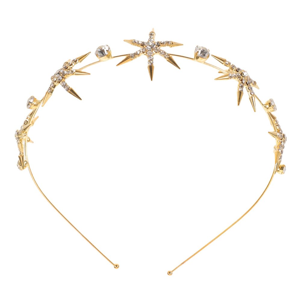 Star Headband: Star Hair Accessories: Golden Bridal Headpiece Hairband For Wedding Bride - Rhinestone Hair Jewelry Crown For Party Formal Occasions