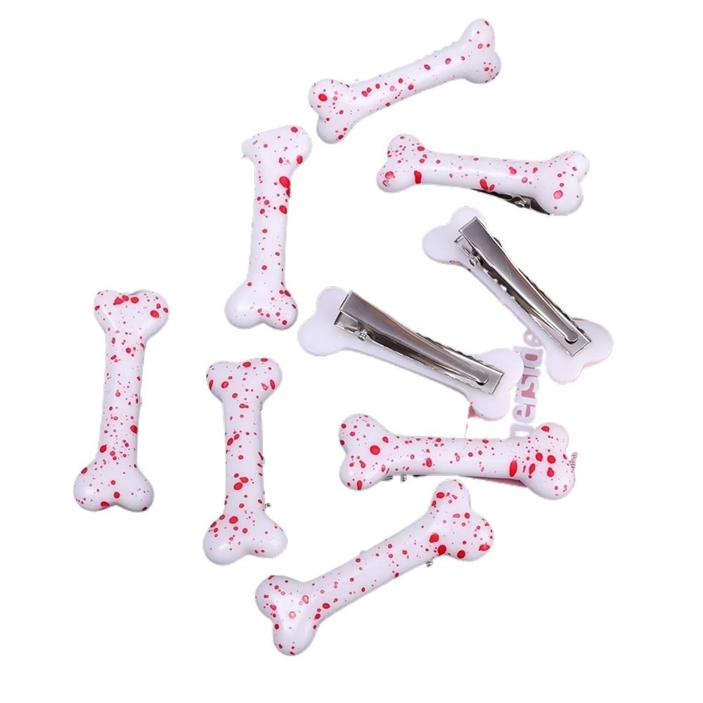1-6pcs Black White Bone Hairpins Women Sweet Gril Y2K Lovely Headwear Barrettes Hair Band Funny Vivid Dog Bones Side Clip Pins(White-02,4pcs)