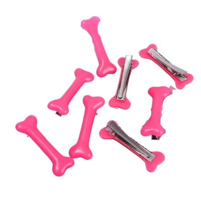 1-6pcs Black White Bone Hairpins Women Sweet Gril Y2K Lovely Headwear Barrettes Hair Band Funny Vivid Dog Bones Side Clip Pins(Rose pink,2pcs)