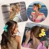Hawaiian Flower Hair Clips Large Claw Clips for Women Extra Non-Slip Strong Hold Clip for Thick Hair Beach Hair Accessories Orange, Light Yellow, Yellow, Blue view 3