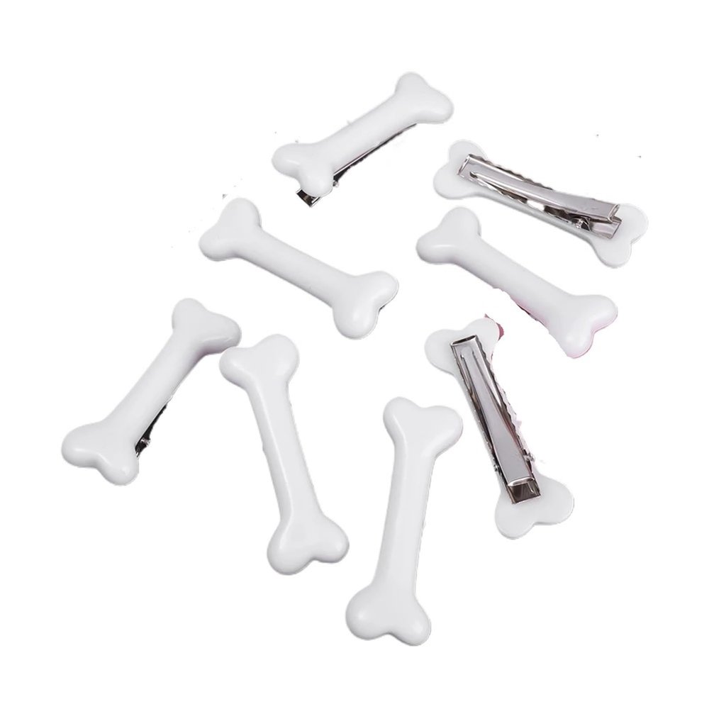 1-6pcs Black White Bone Hairpins Women Sweet Gril Y2K Lovely Headwear Barrettes Hair Band Funny Vivid Dog Bones Side Clip Pins(White,2pcs)